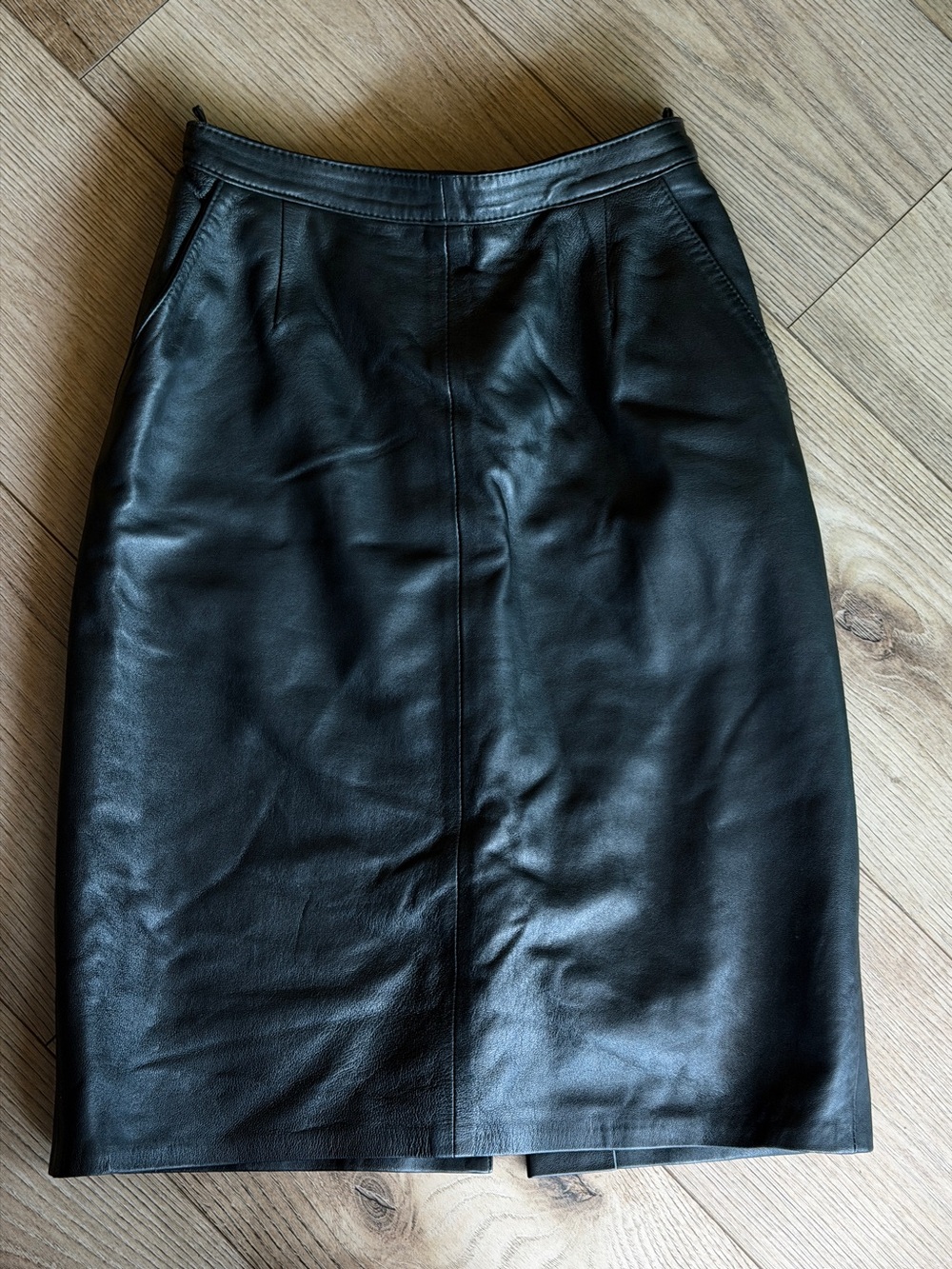 Black Leather Pencil Skirt BROKEN ZIPPER